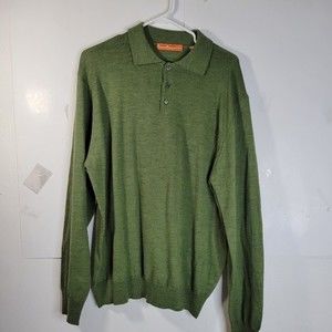 Mens Sette Ponti 100% Merino Wool Green Sweater Small hole/snag Size XL